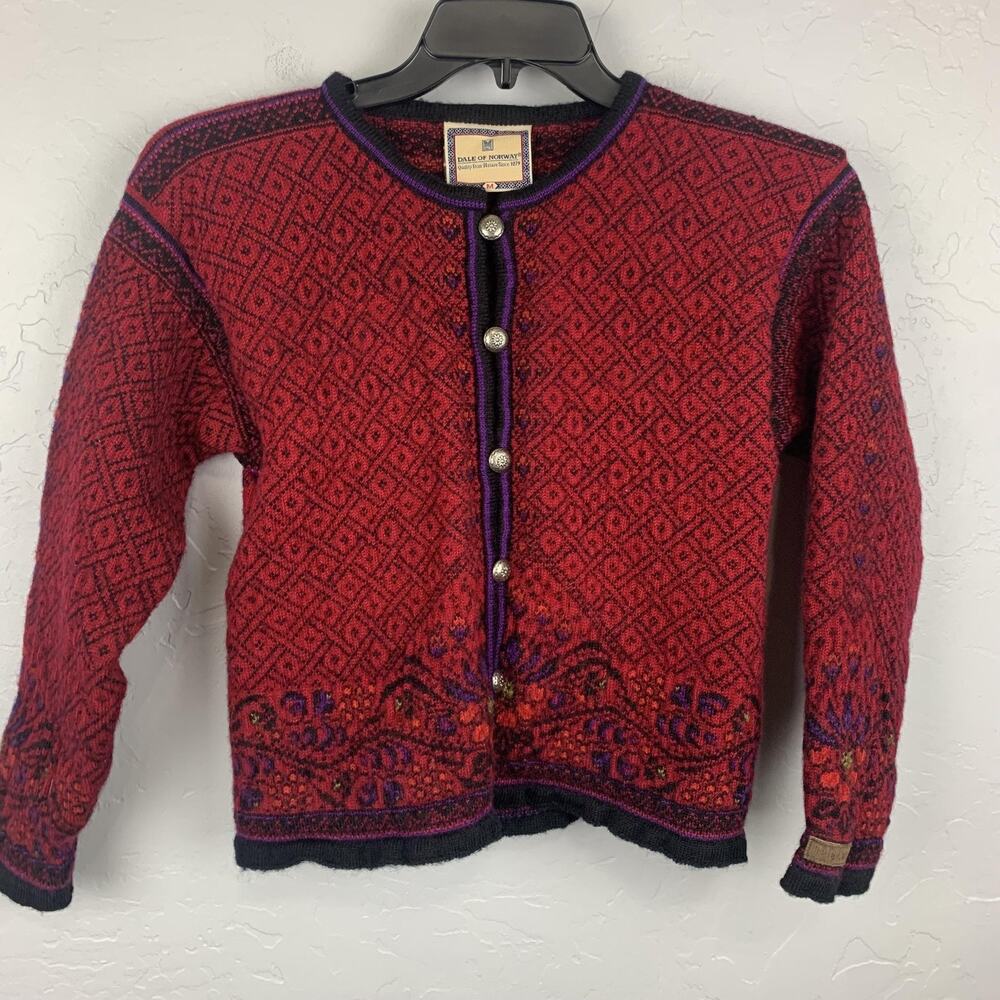 Dale of Norway Crimson and Navy Cardigan
